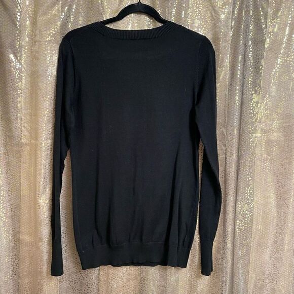 Express Black Gold Studded Form Fitting Crewneck Sweater, Large - Picture 2 of 4
